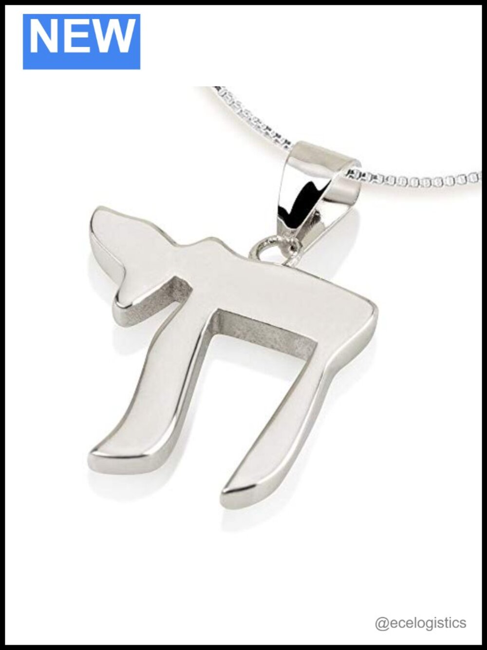 Chai Necklace 925 Sterling Silver Rhodium Plated Hebrew Pendant Judaica